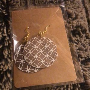 Homemade wooden earrings in white